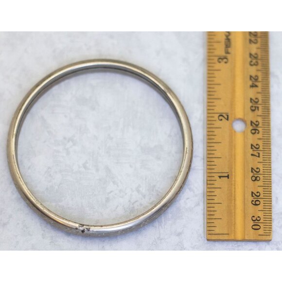 Vintage Silver Tone Art Nouveau Elven Flower Bangle - CQ1 - Picture 3 of 3